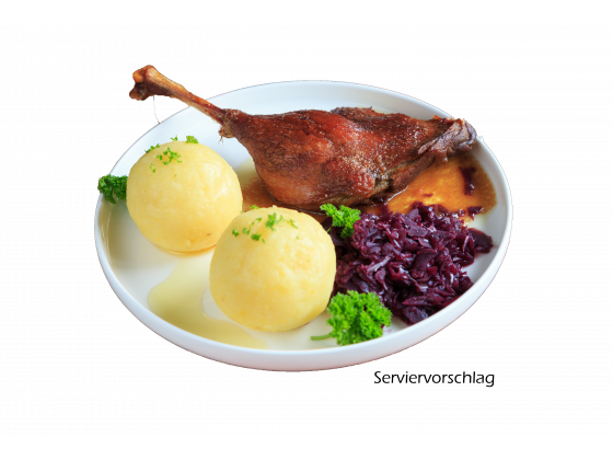 Entenkeulen 2 Stück souse vide gegart mit fertiger Soße