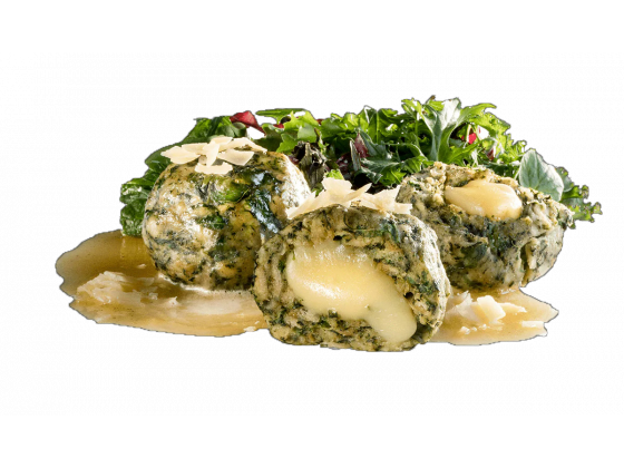 Spinatknödel mit Bergkäse Füllung Spinatknödel mit Bergkäse Füllung
